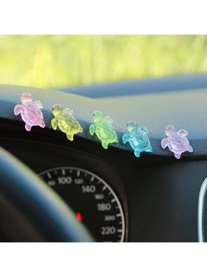 زخرفة السيارة للداخلية مكونة من 5 قطع سلاحف الراتنج الرائعة، اكسسوارات زخرفية إبداعية للسيارة