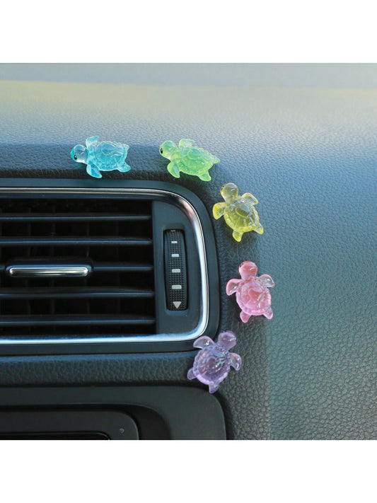 زخرفة السيارة للداخلية مكونة من 5 قطع سلاحف الراتنج الرائعة، اكسسوارات زخرفية إبداعية للسيارة