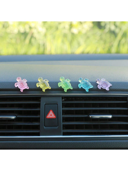 زخرفة السيارة للداخلية مكونة من 5 قطع سلاحف الراتنج الرائعة، اكسسوارات زخرفية إبداعية للسيارة