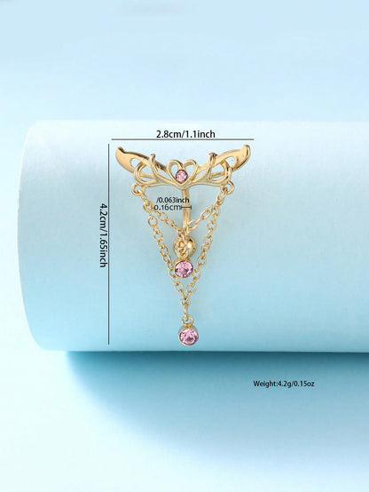 حلية سلسلة قلب مجنحة بقرط بطن للثقب السري على شكل السنجاب