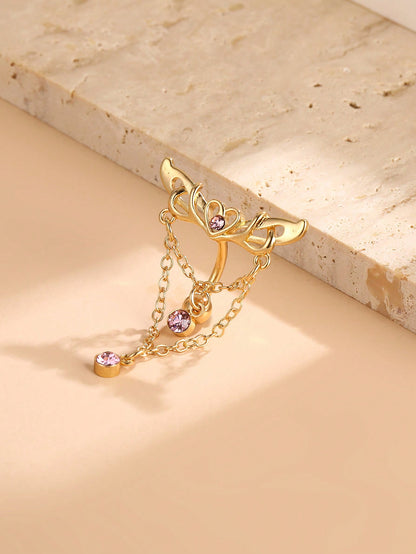 حلية سلسلة قلب مجنحة بقرط بطن للثقب السري على شكل السنجاب