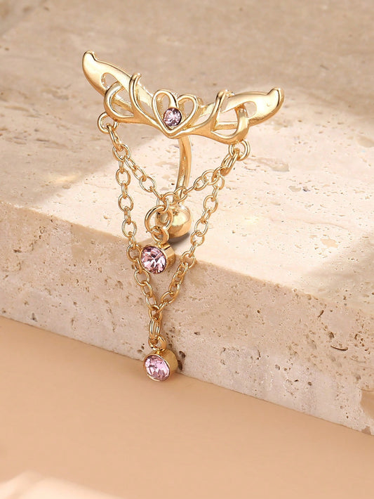 حلية سلسلة قلب مجنحة بقرط بطن للثقب السري على شكل السنجاب