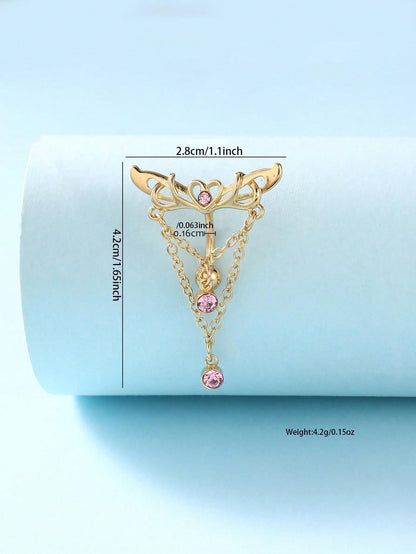 حلية سلسلة قلب مجنحة بقرط بطن للثقب السري على شكل السنجاب