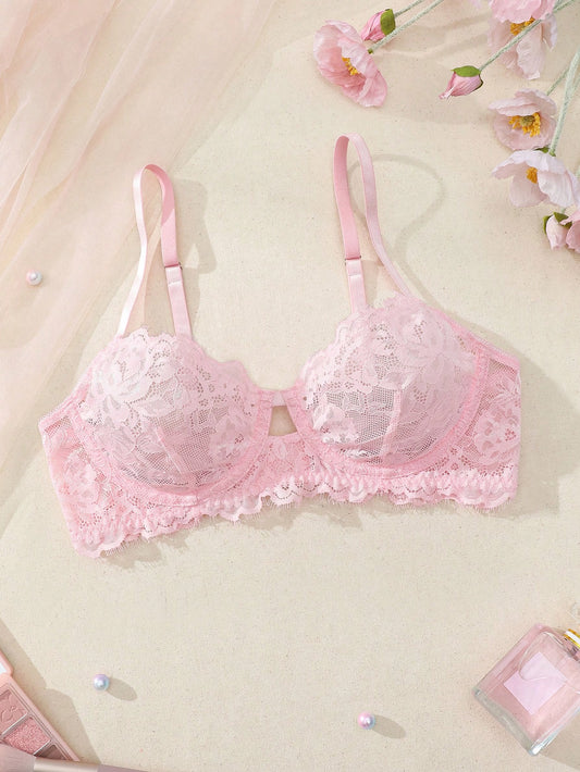 حمالة صدر مثيرة بدون ألوان للنساء مزينة بالدانتيل