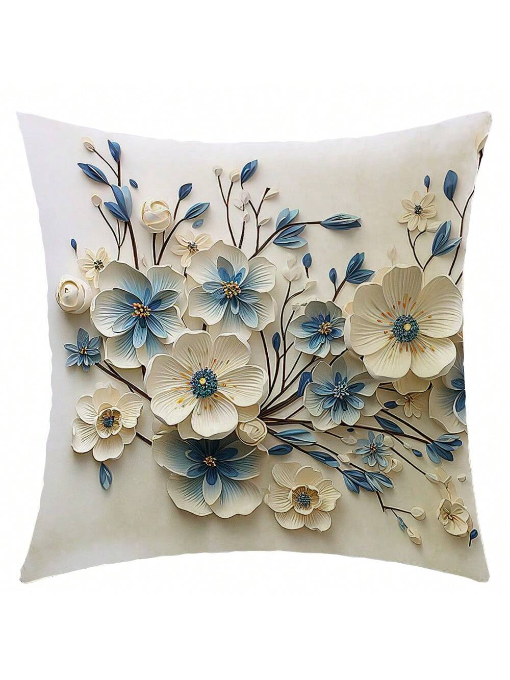 غطاء وسادة مطبوع بزهر فني عتيق للأريكة والسرير
