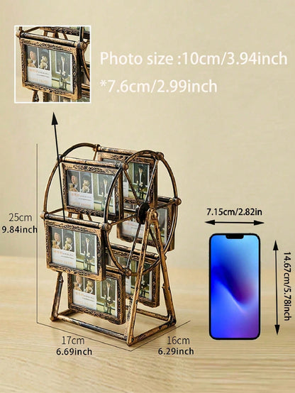 إطار صور عجلة فلكية عتيقة التصميم 4 بوصة ، صنع ديكور إبداعي للمكتب