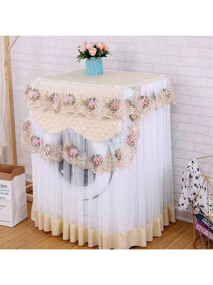 غطاء واقي من الغبار والشمس لغسالة الملابس من الدانتيل، قابل للفتح من الجانب