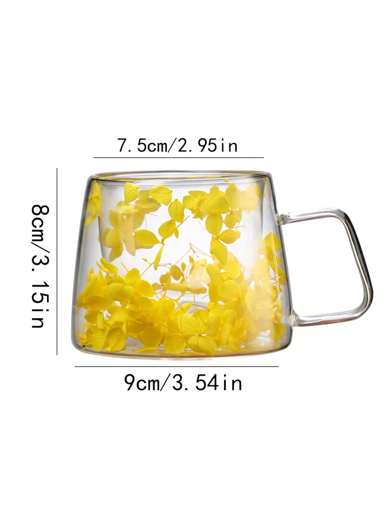 كوب زجاجي مزدوج الطبقات مع تصميم شعبي للزهور الحقيقية: هدية أنيقة وأدوات شرب بسيطة مصنوعة من زجاج السيليكون عالي البورون للمبيعات الحدودية.