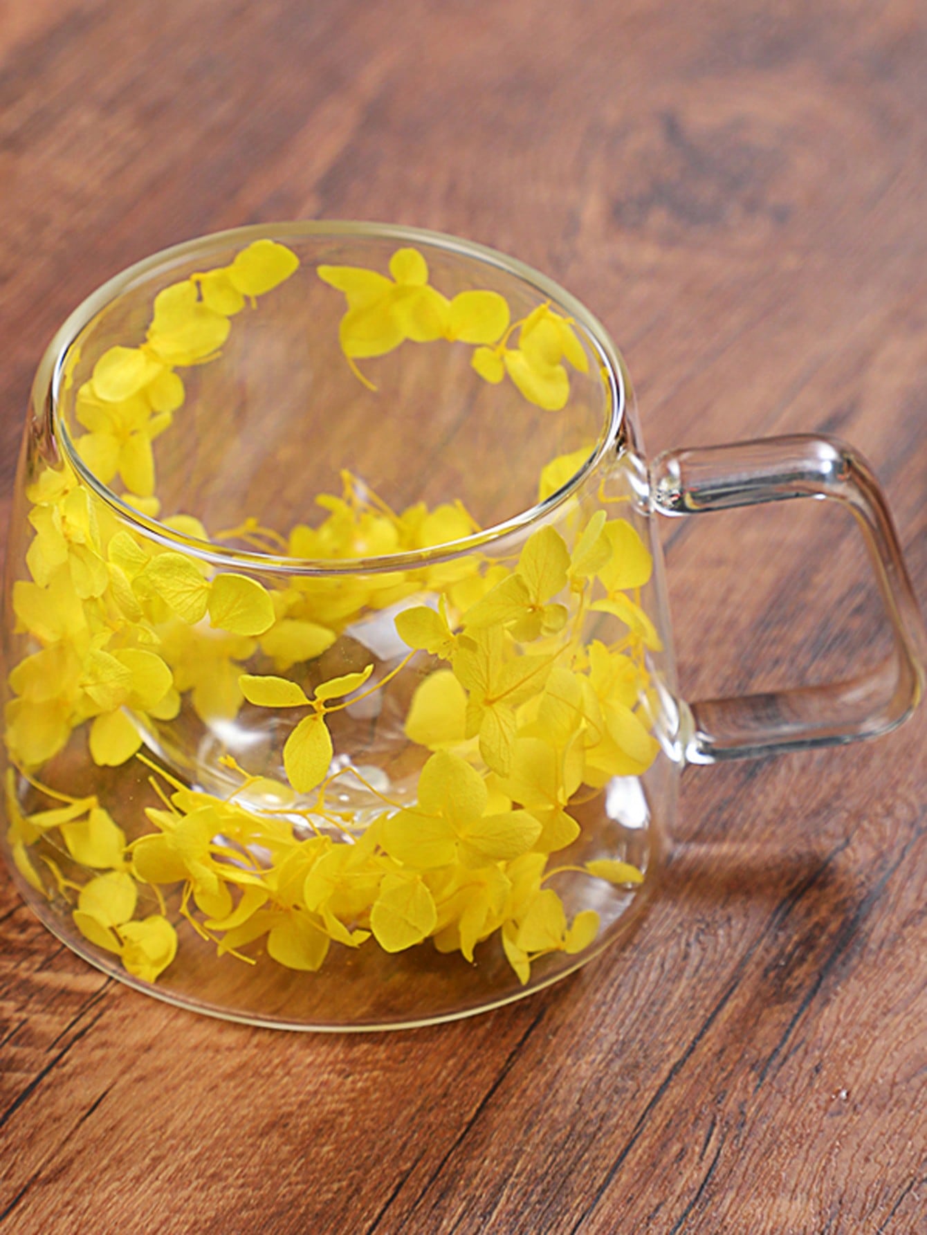 كوب زجاجي مزدوج الطبقات مع تصميم شعبي للزهور الحقيقية: هدية أنيقة وأدوات شرب بسيطة مصنوعة من زجاج السيليكون عالي البورون للمبيعات الحدودية.