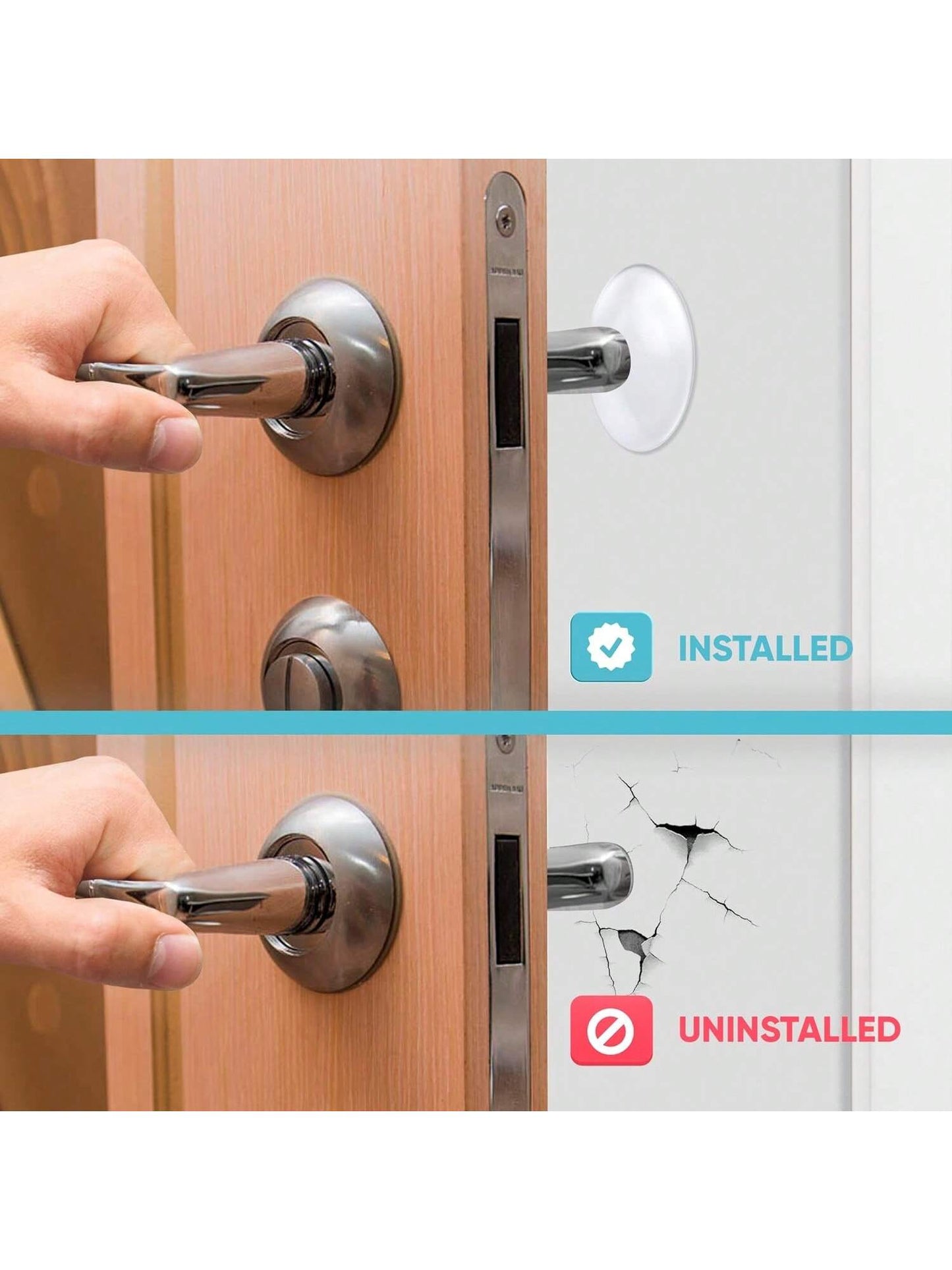 ايقاف أقوى مقبض الباب الجداري 1 مجموعة. 6 قطع من مقبض مطاطي شفاف، وسادة درع الحائط المستديرة. واقي الباب حامي الجدار صامت. لاصق ذاتي