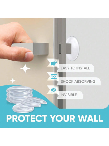 ايقاف أقوى مقبض الباب الجداري 1 مجموعة. 6 قطع من مقبض مطاطي شفاف، وسادة درع الحائط المستديرة. واقي الباب حامي الجدار صامت. لاصق ذاتي
