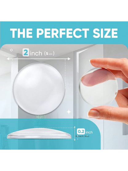 ايقاف أقوى مقبض الباب الجداري 1 مجموعة. 6 قطع من مقبض مطاطي شفاف، وسادة درع الحائط المستديرة. واقي الباب حامي الجدار صامت. لاصق ذاتي