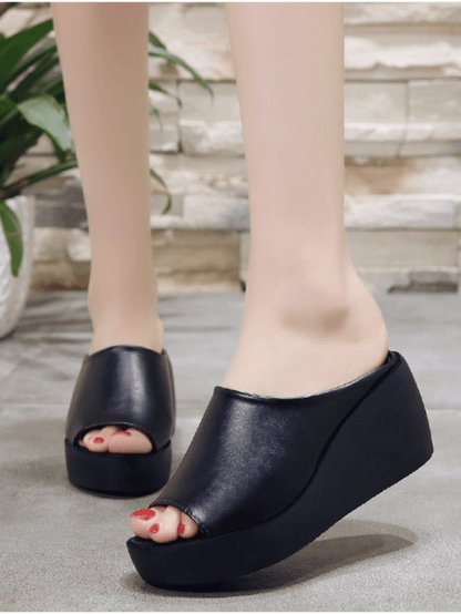 صنادل نسائية بكعب سميك وراحة عالية غير رسمية للرياضة الخارجية بجزء واسع بسيرة واحدة