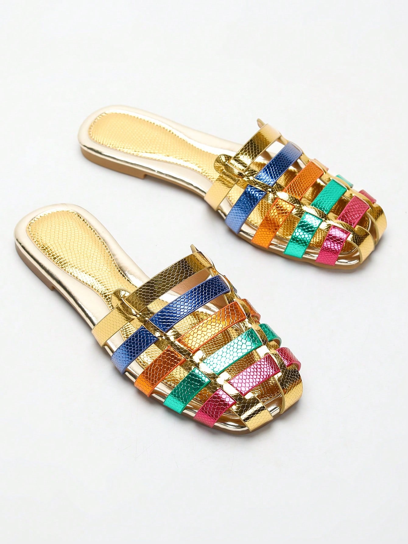 صندل نسائي مسطح للصيف، أحذية مسطحة مغلقة الأصبع