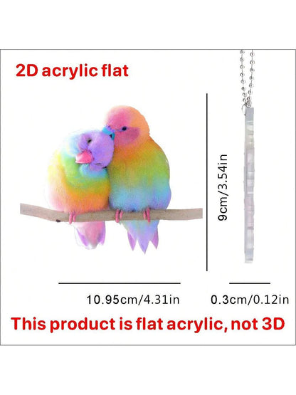 قلادة طبعت عليها طائر ملونة