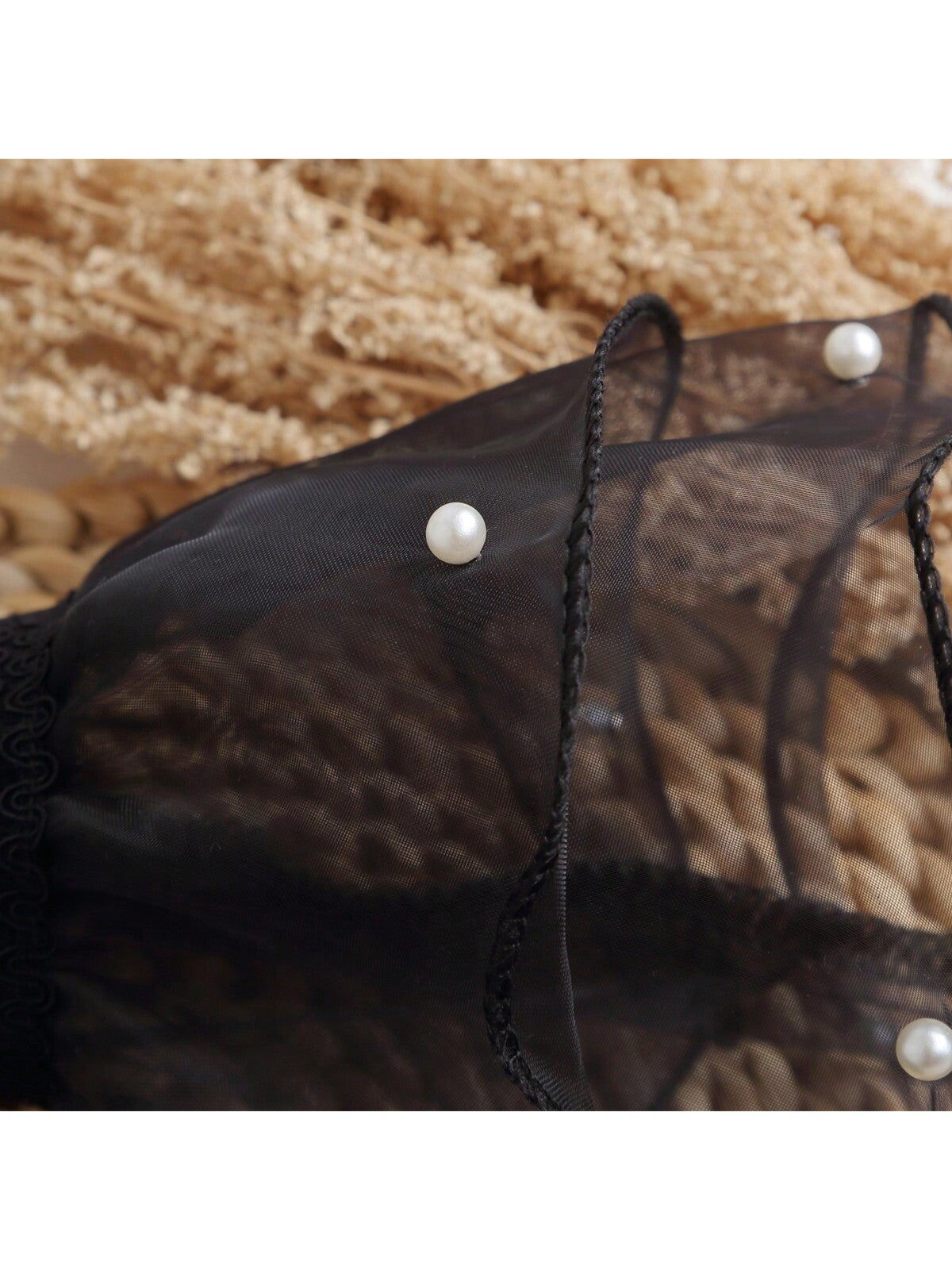 زوج من الأساور النسائية السوداء المرصعة بخرز الزجاج شكل جرس، ديكور أنيق وراقي مناسب لتزيين الملابس، للزفاف