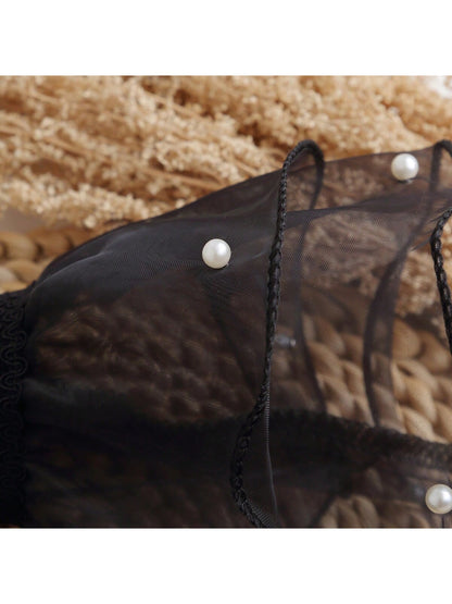 زوج من الأساور النسائية السوداء المرصعة بخرز الزجاج شكل جرس، ديكور أنيق وراقي مناسب لتزيين الملابس، للزفاف