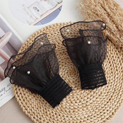 زوج من الأساور النسائية السوداء المرصعة بخرز الزجاج شكل جرس، ديكور أنيق وراقي مناسب لتزيين الملابس، للزفاف