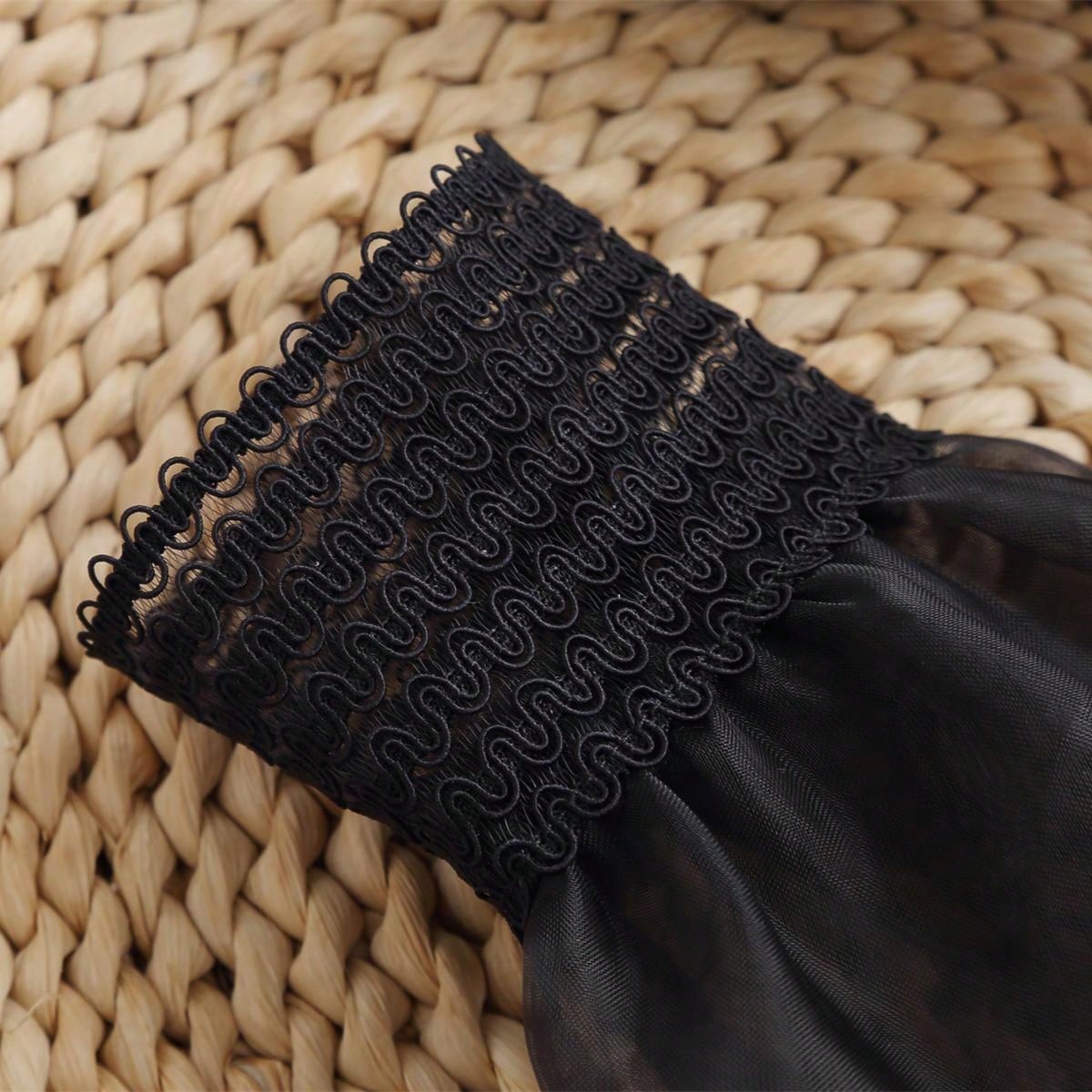 زوج من الأساور النسائية السوداء المرصعة بخرز الزجاج شكل جرس، ديكور أنيق وراقي مناسب لتزيين الملابس، للزفاف