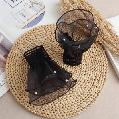 زوج من الأساور النسائية السوداء المرصعة بخرز الزجاج شكل جرس، ديكور أنيق وراقي مناسب لتزيين الملابس، للزفاف