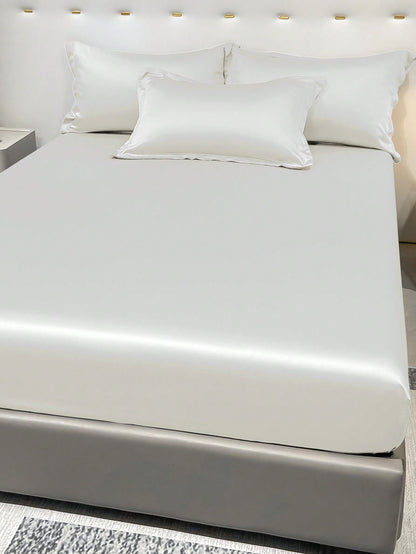 شرشف مطاط بسيطة والفراش النسيج من نسيج البوليستر الساتان الوردي البسيط ولغرفة النوم المنزلية