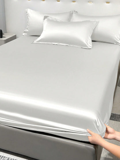 شرشف مطاط بسيطة والفراش النسيج من نسيج البوليستر الساتان الوردي البسيط ولغرفة النوم المنزلية