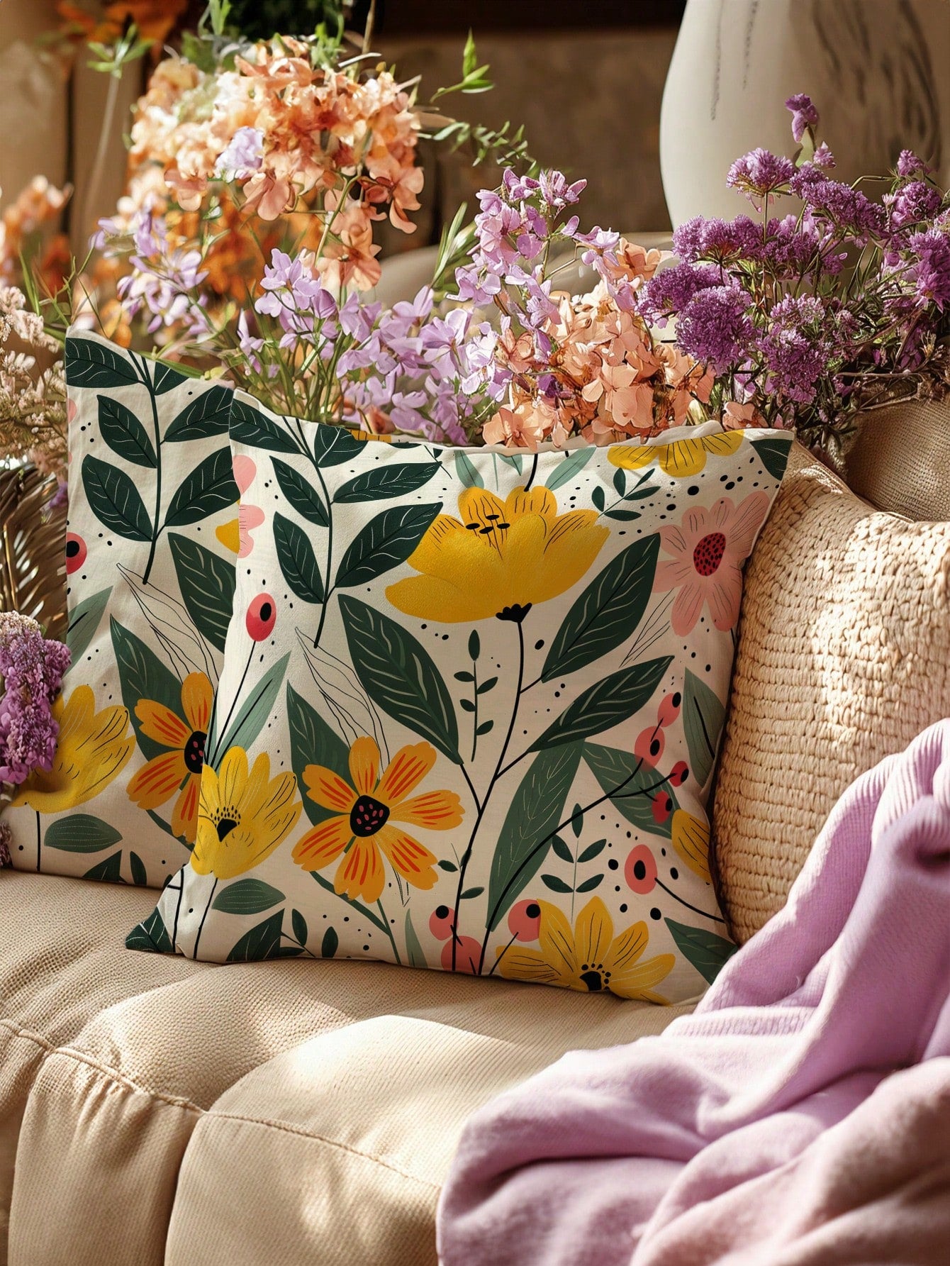 غطاء وسادة مربعة الشكل