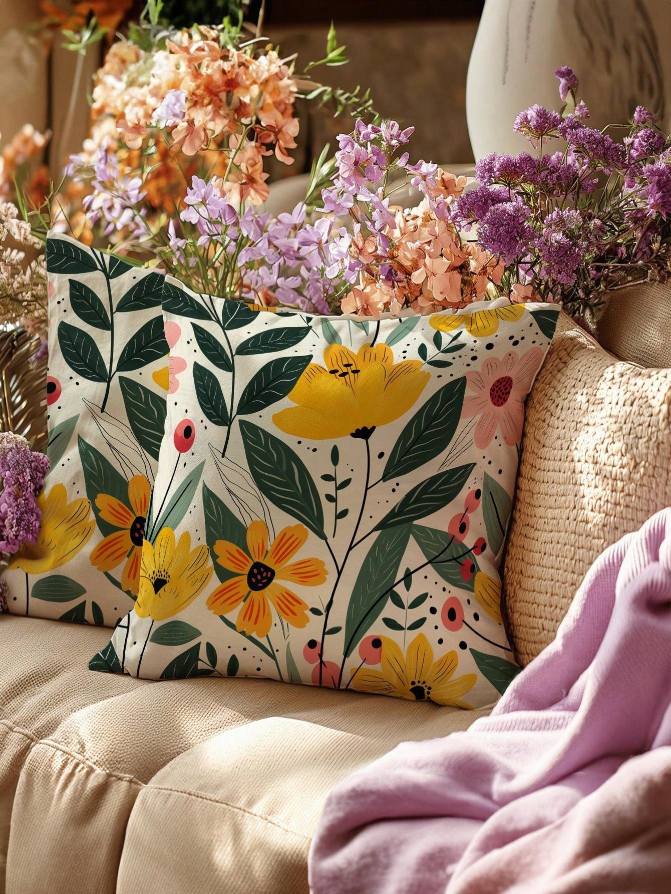 غطاء وسادة مربعة الشكل