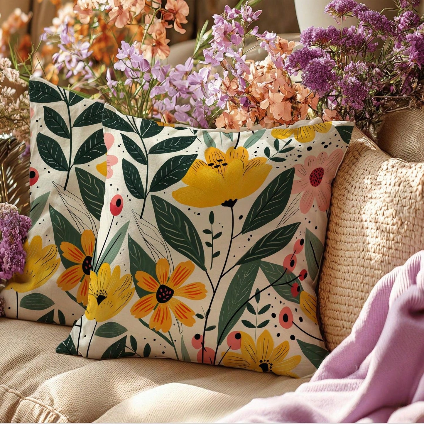 غطاء وسادة مربعة الشكل