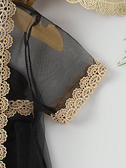 طقم فتاة رضيعة ،فستان بحمّالات شريطية وتطريز زهري على شال مشبك، أنيق وموضة ومريح،مناسب لفصل الربيع/الصيف