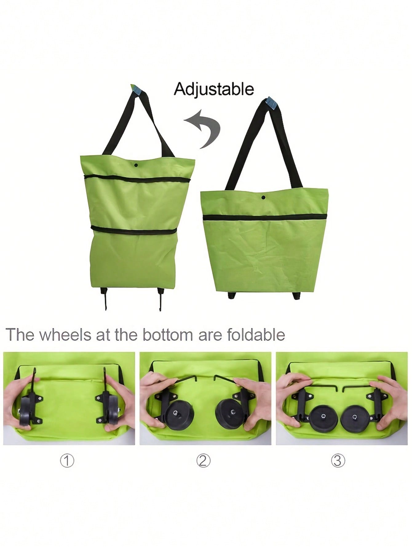 حقيبة تسوق قابلة لإعادة الاستخدام تحتوي على عجلات وتتسع بشكل كبير وقابلة للطي، حقيبة تخزين متعددة الاستخدامات وعربة تسوق، توفر الراحة والسهولة في التسوق في السوبرماركت وحفظ الأمتعة أثناء السفر