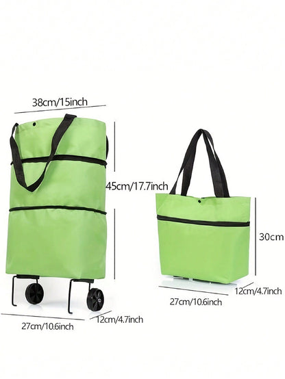 حقيبة تسوق قابلة لإعادة الاستخدام تحتوي على عجلات وتتسع بشكل كبير وقابلة للطي، حقيبة تخزين متعددة الاستخدامات وعربة تسوق، توفر الراحة والسهولة في التسوق في السوبرماركت وحفظ الأمتعة أثناء السفر