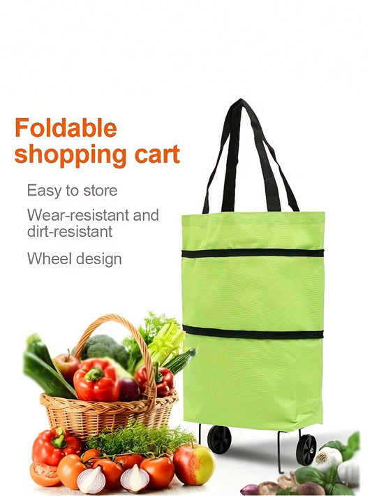 حقيبة تسوق قابلة لإعادة الاستخدام تحتوي على عجلات وتتسع بشكل كبير وقابلة للطي، حقيبة تخزين متعددة الاستخدامات وعربة تسوق، توفر الراحة والسهولة في التسوق في السوبرماركت وحفظ الأمتعة أثناء السفر