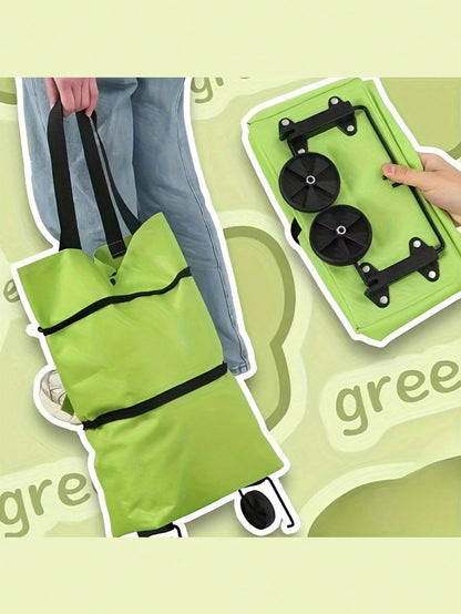 حقيبة تسوق قابلة لإعادة الاستخدام تحتوي على عجلات وتتسع بشكل كبير وقابلة للطي، حقيبة تخزين متعددة الاستخدامات وعربة تسوق، توفر الراحة والسهولة في التسوق في السوبرماركت وحفظ الأمتعة أثناء السفر
