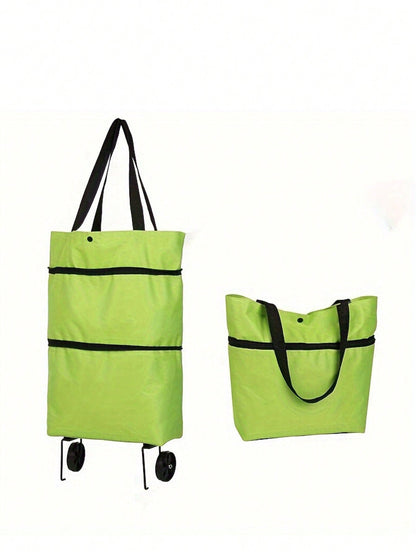 حقيبة تسوق قابلة لإعادة الاستخدام تحتوي على عجلات وتتسع بشكل كبير وقابلة للطي، حقيبة تخزين متعددة الاستخدامات وعربة تسوق، توفر الراحة والسهولة في التسوق في السوبرماركت وحفظ الأمتعة أثناء السفر
