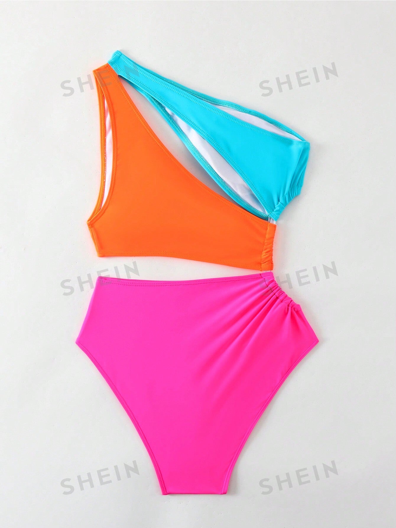 مايوه نسائي مقنع مائل بتباين الألوان لشاطئ