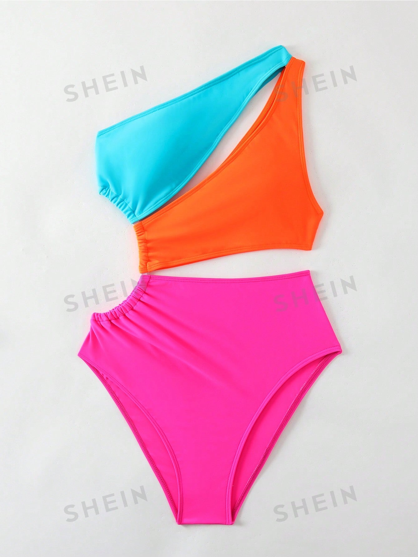 مايوه نسائي مقنع مائل بتباين الألوان لشاطئ