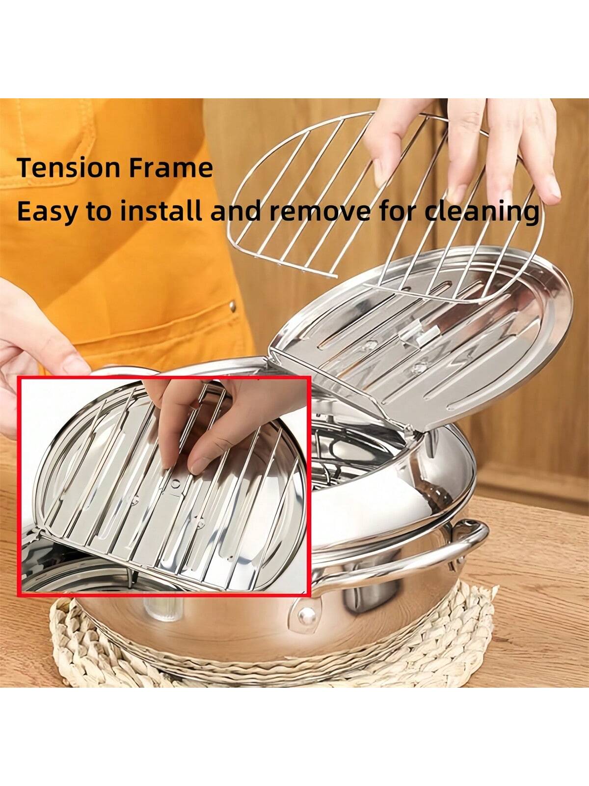 مقلاة القلي العميق بحجم صغير، مناسبة لشخصين (1-2)، مصنوعة من الفولاذ المقاوم للصدأ ومزودة بتحكم في درجة الحرارة وغطاء