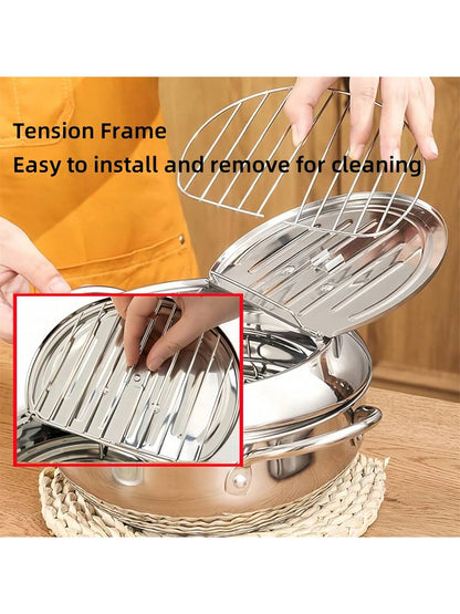 مقلاة القلي العميق بحجم صغير، مناسبة لشخصين (1-2)، مصنوعة من الفولاذ المقاوم للصدأ ومزودة بتحكم في درجة الحرارة وغطاء