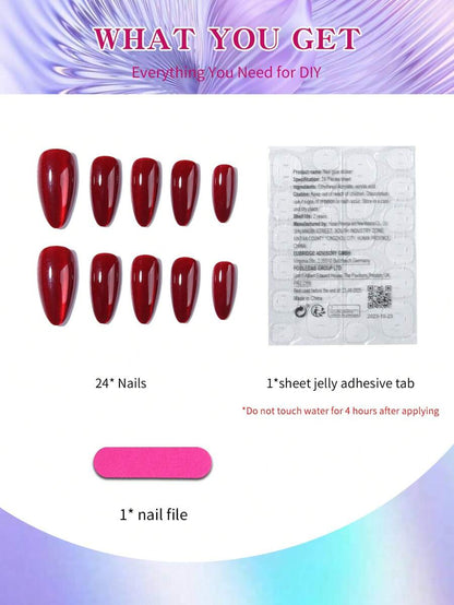 مجموعة من الأظافر اللاصقة بعين القط الكريستالية الحمراء