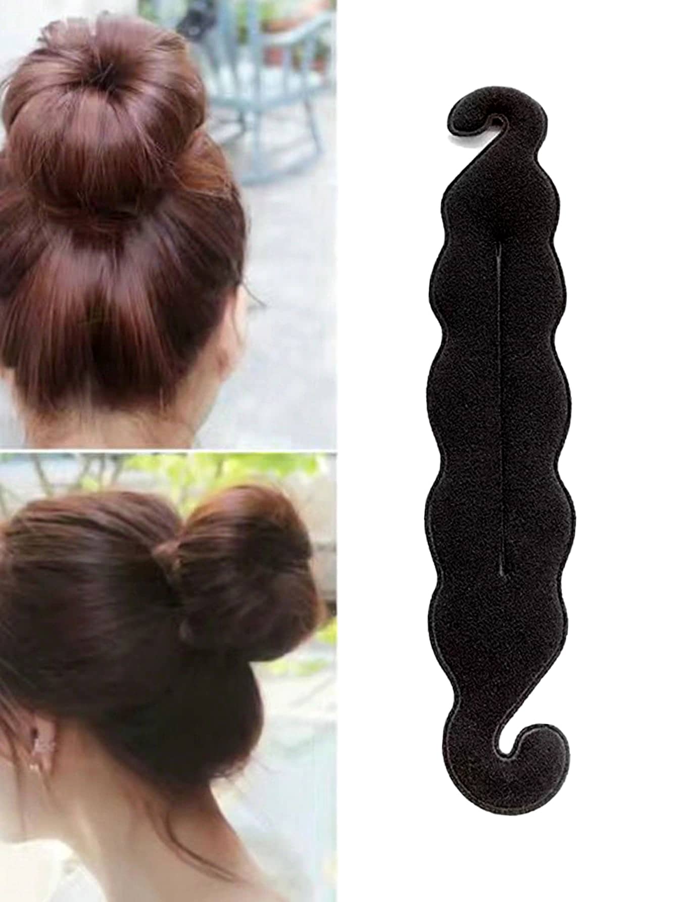 قطعة واحدة من أداة تصفيف الشعر المضفرة على شكل هيكل السمكة للسيدات للحياة اليومية (الطول 17.5 سم/6.89 بوصة/أسود)