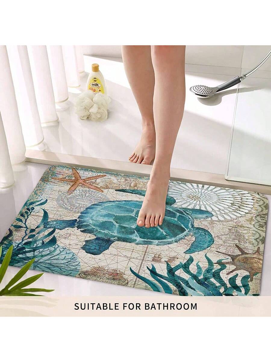سجادة باب فراشة بحرية زرقاء ساحلية بخريطة بحرية للترحيب في الأماكن المفتوحة أو المغلقة في المنزل، المكتب، غرفة النوم