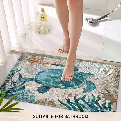 سجادة باب فراشة بحرية زرقاء ساحلية بخريطة بحرية للترحيب في الأماكن المفتوحة أو المغلقة في المنزل، المكتب، غرفة النوم