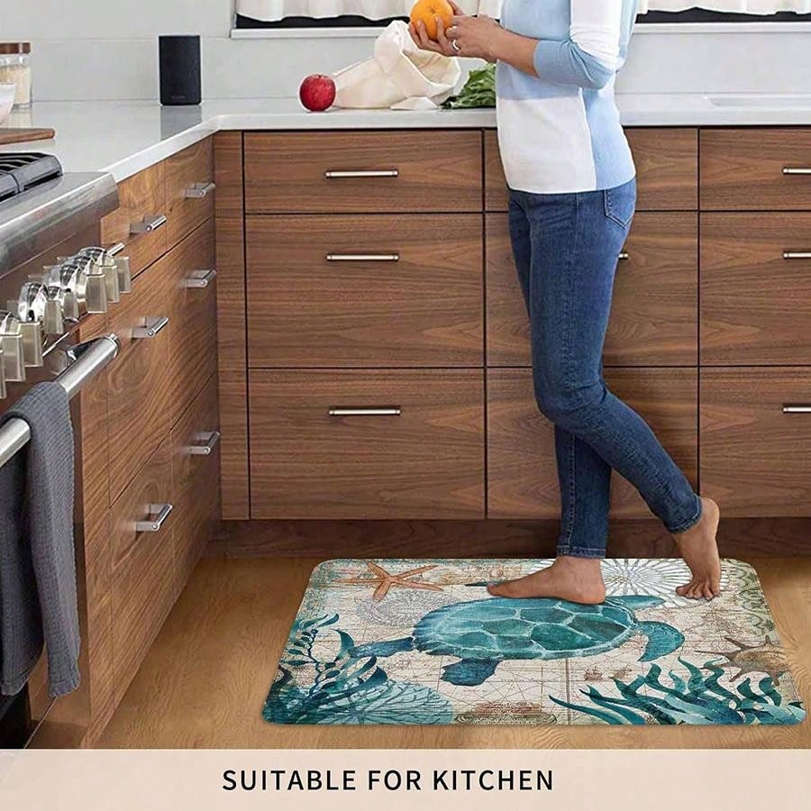 سجادة باب فراشة بحرية زرقاء ساحلية بخريطة بحرية للترحيب في الأماكن المفتوحة أو المغلقة في المنزل، المكتب، غرفة النوم