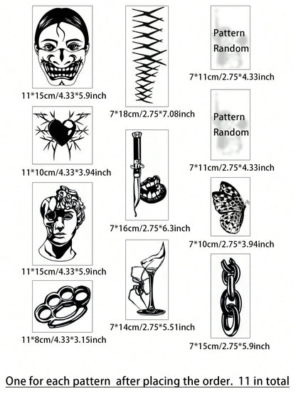 مجموعة من 11 وشم مؤقت مقاوم للماء للذراع والترقوة يحتوي على رسومات الشوك القديمة الأصلية الداكنة، للرجال والنساء، يدوم لمدة 1-5 أيام، وقابل للإزالة بسهولة بعد الاستخدام، ويمنح مظهرًا واقعيًا وعصريًا للوشم تاتو تاتو ابيض ملصق ووشمشم وشم ملصق وشم وشم