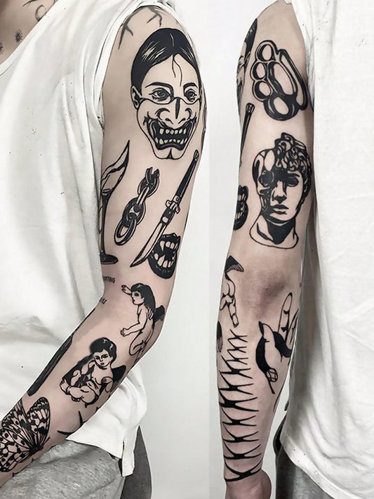 مجموعة من 11 وشم مؤقت مقاوم للماء للذراع والترقوة يحتوي على رسومات الشوك القديمة الأصلية الداكنة، للرجال والنساء، يدوم لمدة 1-5 أيام، وقابل للإزالة بسهولة بعد الاستخدام، ويمنح مظهرًا واقعيًا وعصريًا للوشم تاتو تاتو ابيض ملصق ووشمشم وشم ملصق وشم وشم