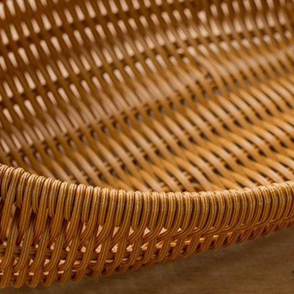 سلة محبوكة يدوياً بتصميم الغزال، سلة تخزين فاكهة وخضروات من الروطان المقلد، سلة خبز لغرفة المعيشة المنزلية، صينية تخزين الوجبات الخفيفة والمكسرات، سلة حماية الطعام، منظم تخزين متعدد الوظائف للمطعم أو المنزل أو الأنشطة الخارجية (3 مقاسات متاحة)