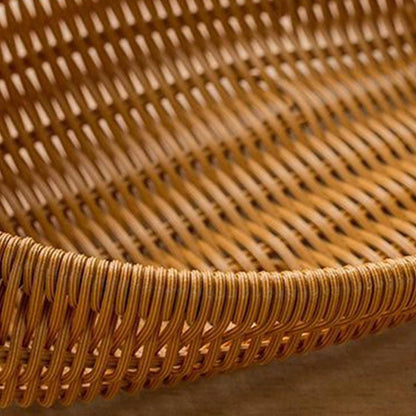 سلة محبوكة يدوياً بتصميم الغزال، سلة تخزين فاكهة وخضروات من الروطان المقلد، سلة خبز لغرفة المعيشة المنزلية، صينية تخزين الوجبات الخفيفة والمكسرات، سلة حماية الطعام، منظم تخزين متعدد الوظائف للمطعم أو المنزل أو الأنشطة الخارجية (3 مقاسات متاحة)