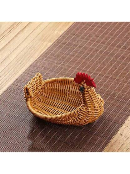 سلة محبوكة يدوياً بتصميم الغزال، سلة تخزين فاكهة وخضروات من الروطان المقلد، سلة خبز لغرفة المعيشة المنزلية، صينية تخزين الوجبات الخفيفة والمكسرات، سلة حماية الطعام، منظم تخزين متعدد الوظائف للمطعم أو المنزل أو الأنشطة الخارجية (3 مقاسات متاحة)