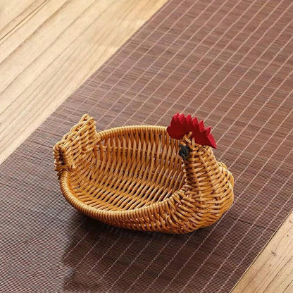 سلة محبوكة يدوياً بتصميم الغزال، سلة تخزين فاكهة وخضروات من الروطان المقلد، سلة خبز لغرفة المعيشة المنزلية، صينية تخزين الوجبات الخفيفة والمكسرات، سلة حماية الطعام، منظم تخزين متعدد الوظائف للمطعم أو المنزل أو الأنشطة الخارجية (3 مقاسات متاحة)